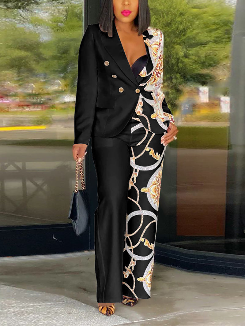 Print Suit Jacket Two-piece Set