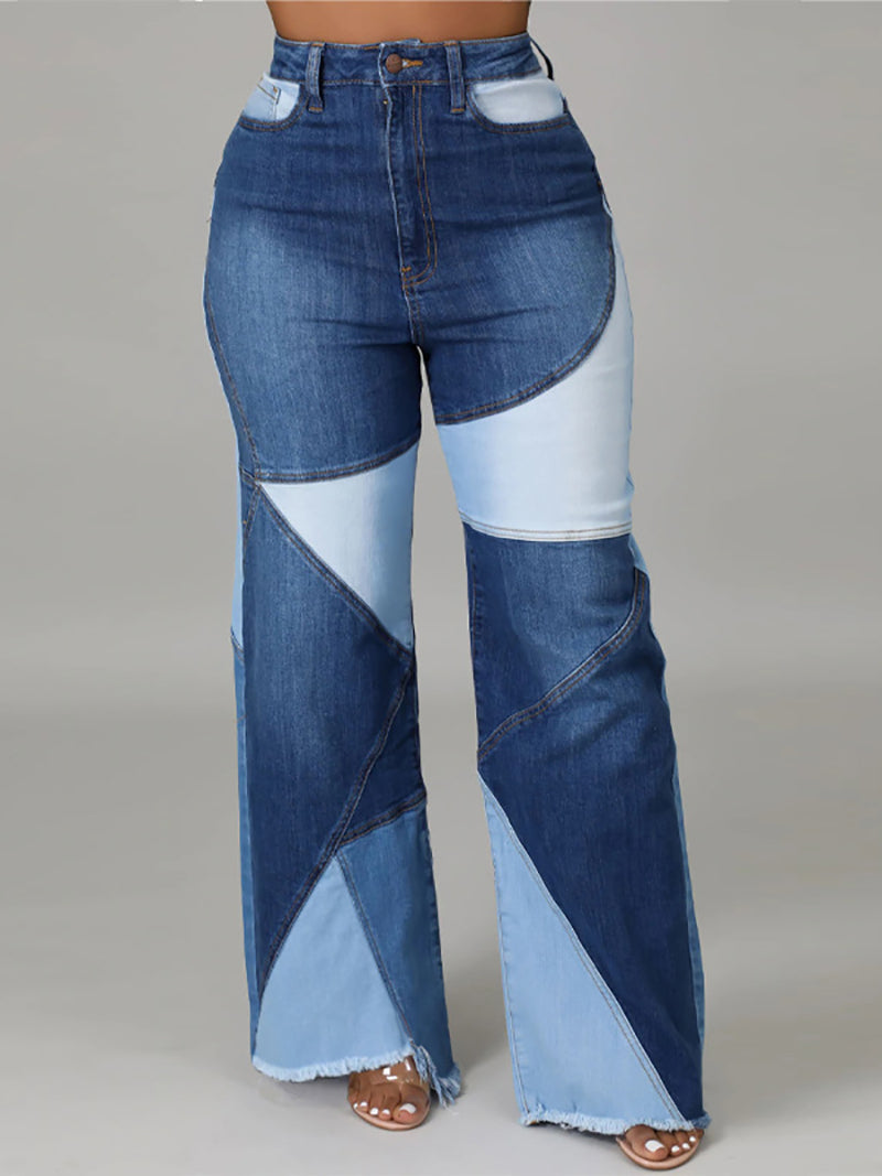 Fashion Patchwork Wide leg Jeans