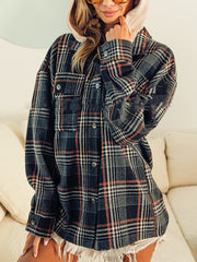 Fashion Detachable Hooded Plaid Coat