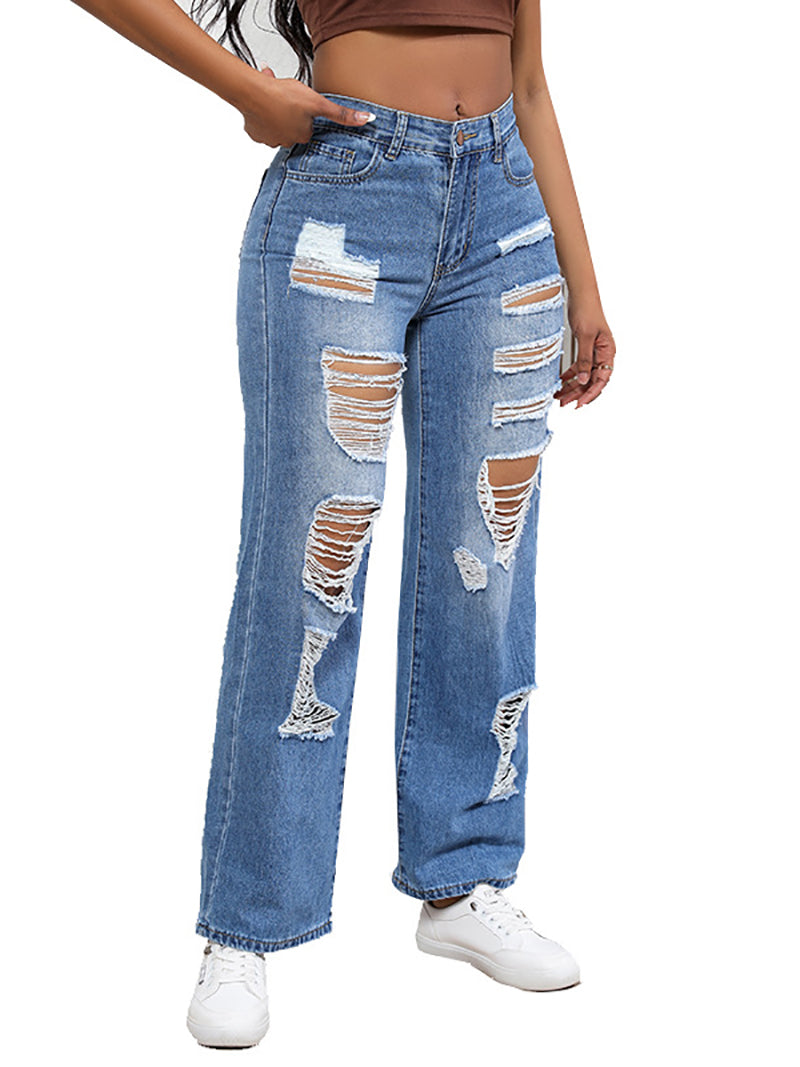 Retro Fashion Ripped Jeans