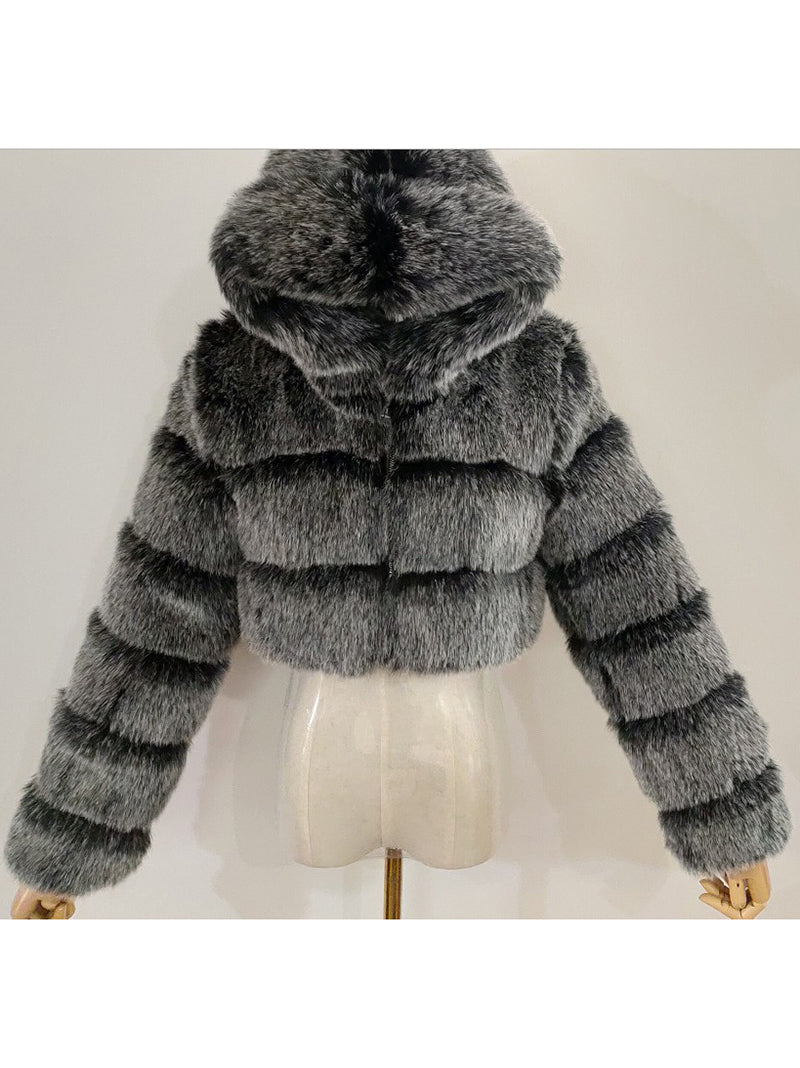 Fur & Faux Hooded Jacket Winter Luxury Coat (S~7XL)