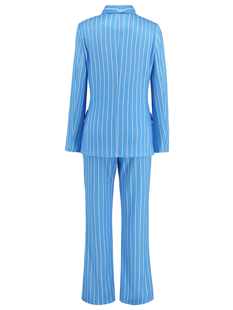 Stripe Suit Coat Wide leg Pants Set