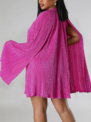 Solid Color Pleat Shawl Dress