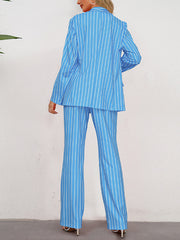 Stripe Suit Coat Wide leg Pants Set