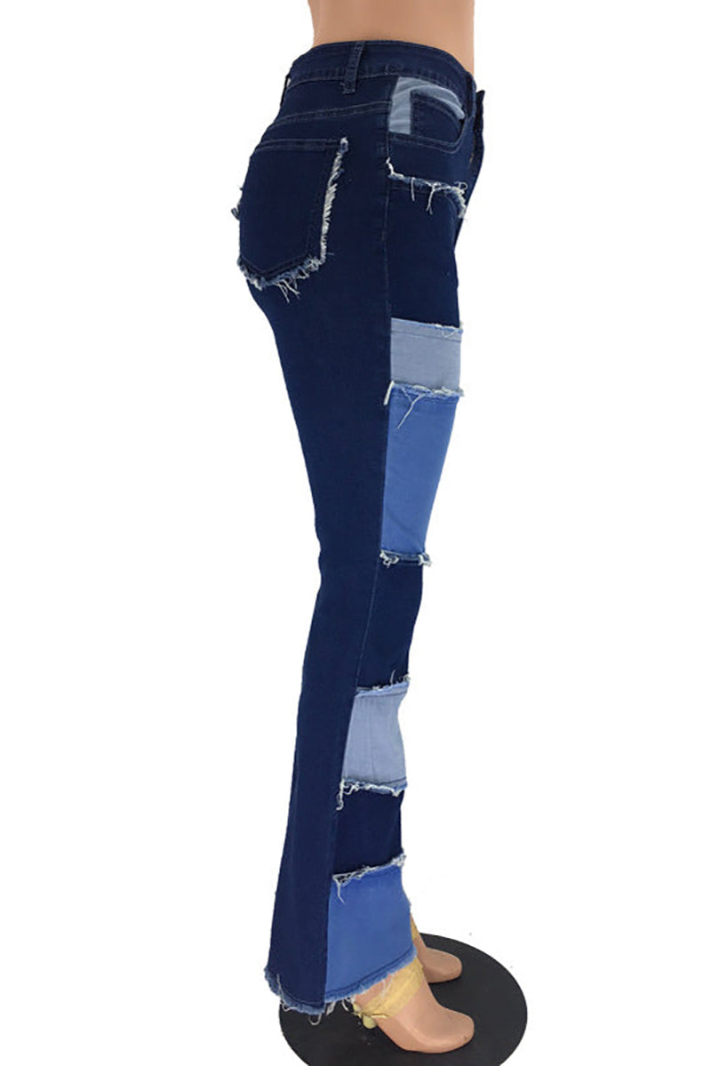 Denim Patchwork Trendy Jeans