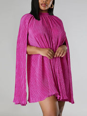 Solid Color Pleat Shawl Dress