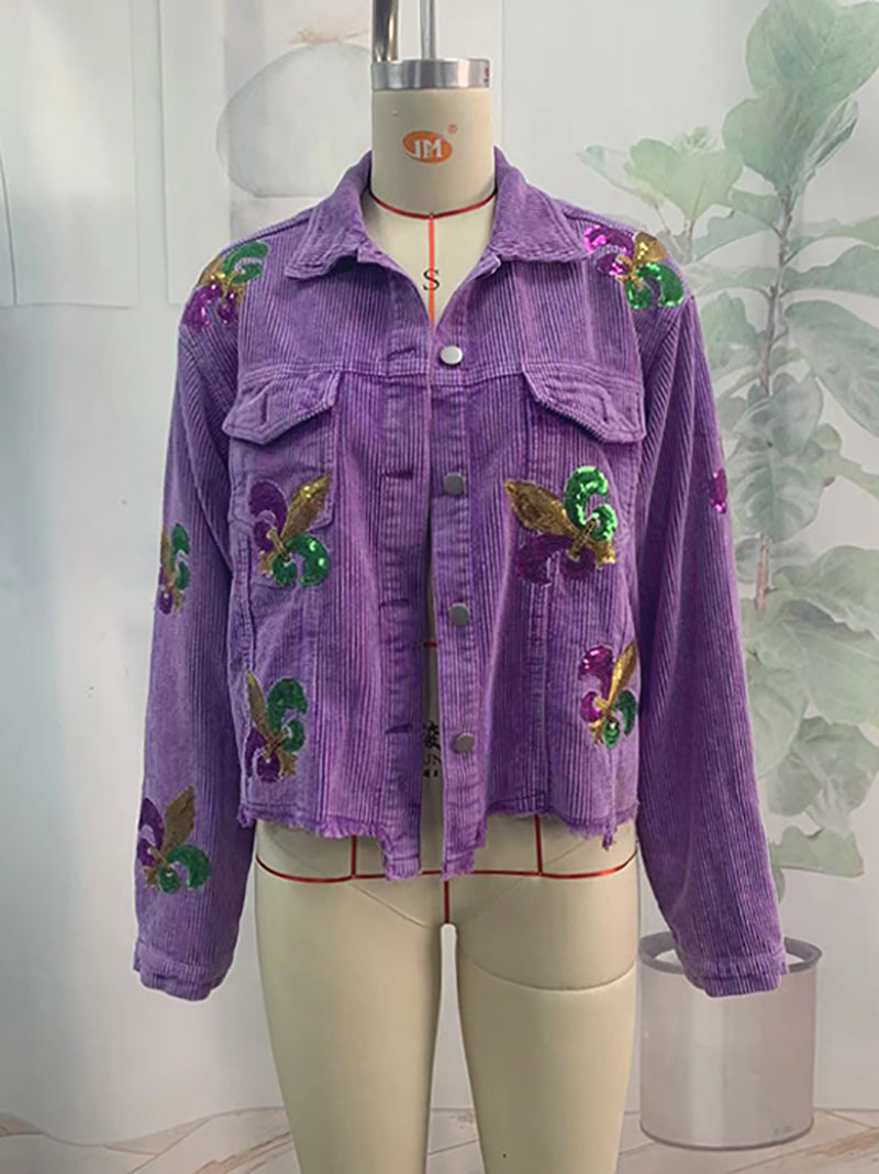 Corduroy Sequin Jacket Coat