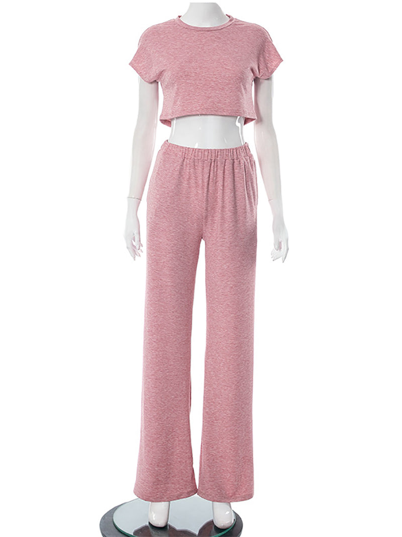 Crop Tops Trousers Casual Suit