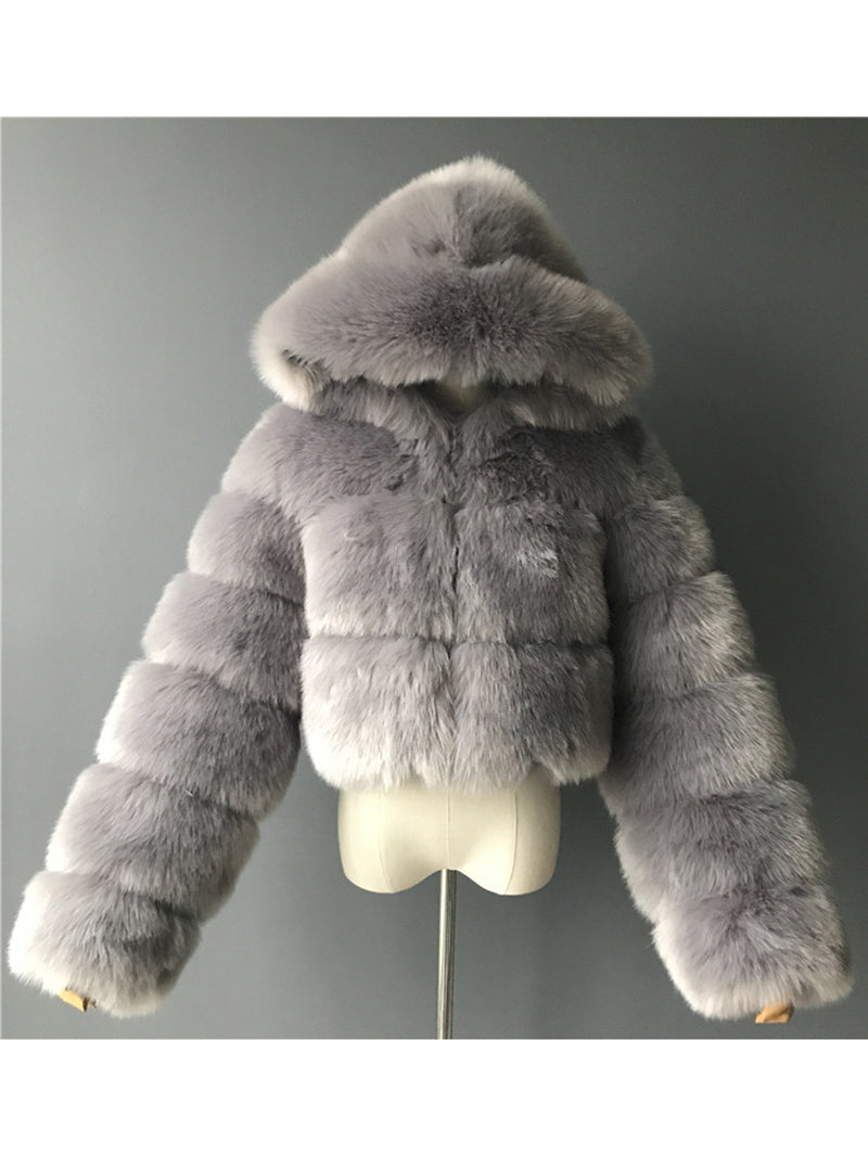 Fur & Faux Hooded Jacket Winter Luxury Coat (S~7XL)