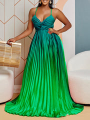 Sexy Gradient Color Pleated Dress