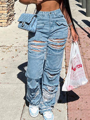 Casual Ripped Straight Jeans