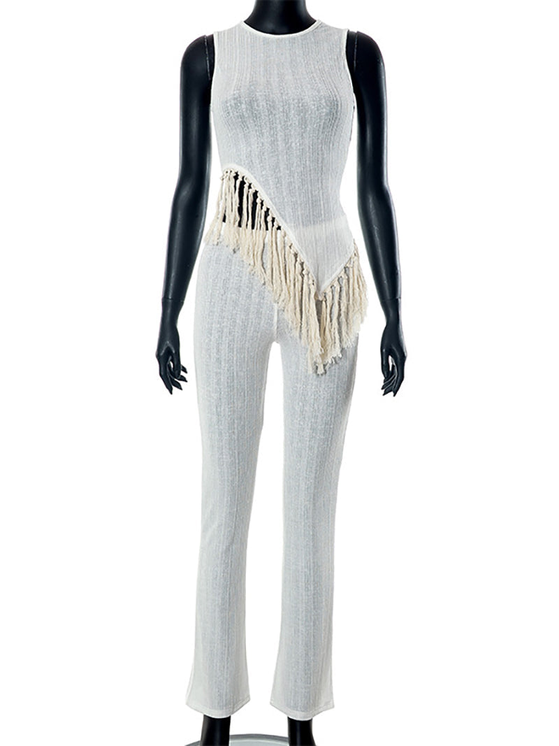 Irregular Tassels Top Trousers Suit