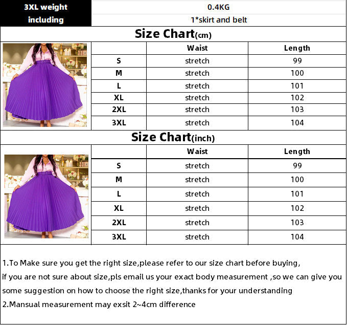 Solid Color Girdle Pleated Skirt