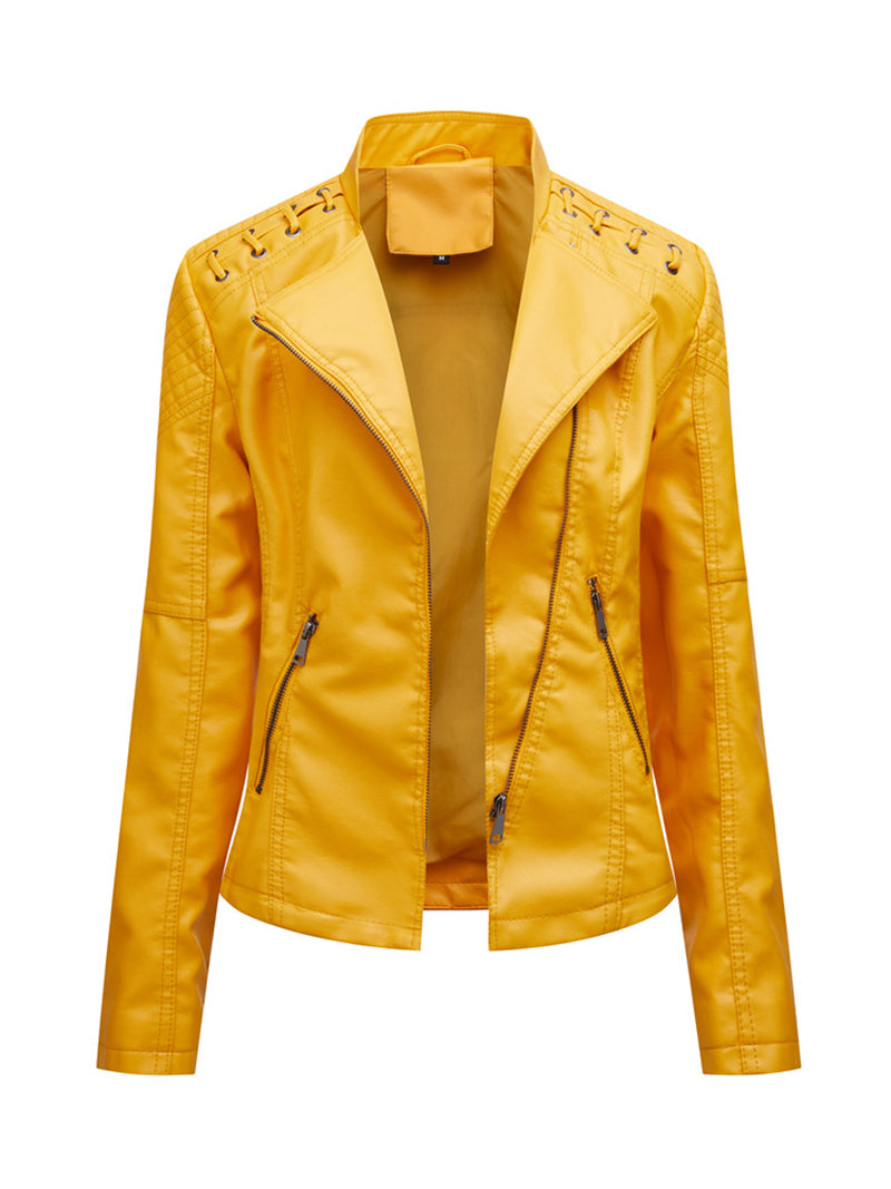 PU Leather Slim Jacket