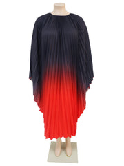 Loose Gradient Color Pleated Dress