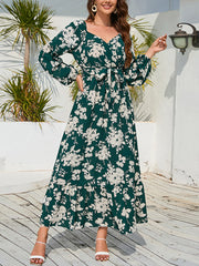 V Neck Slim Floral Dress