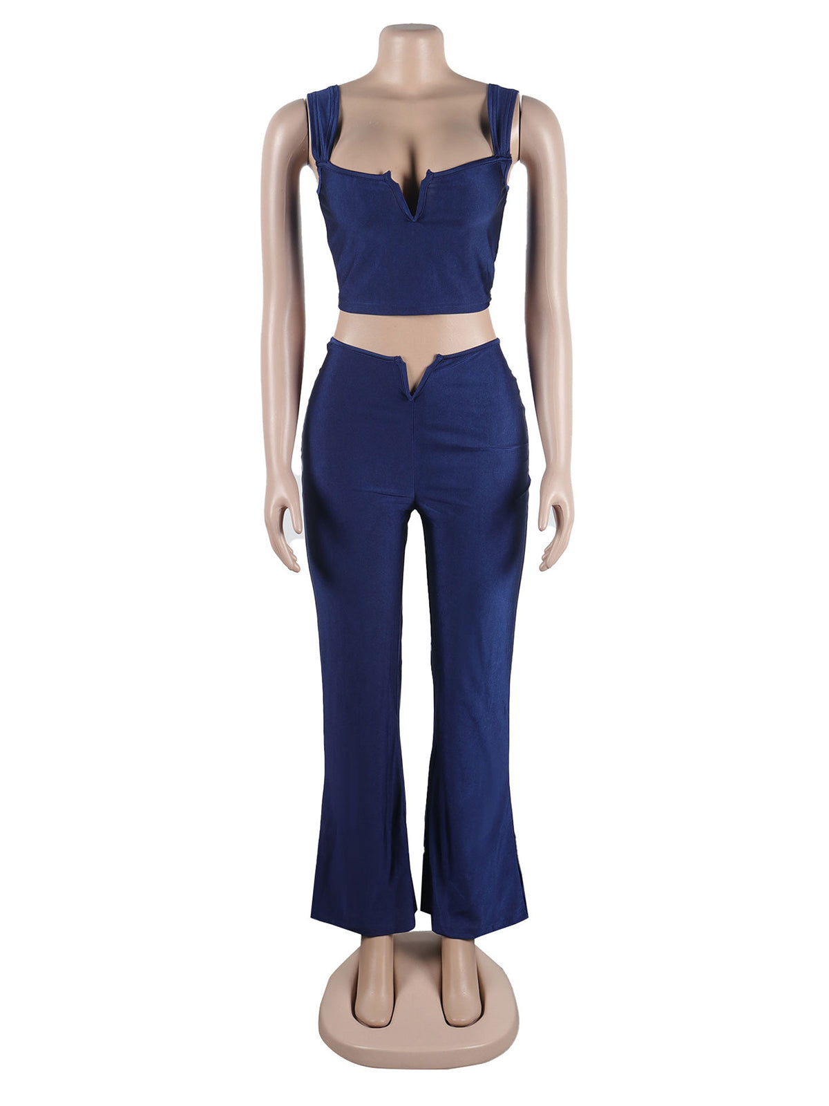 Crop Top Flared Trousers Casual Set