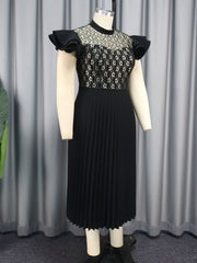Lace Patchwork Pleated Dress