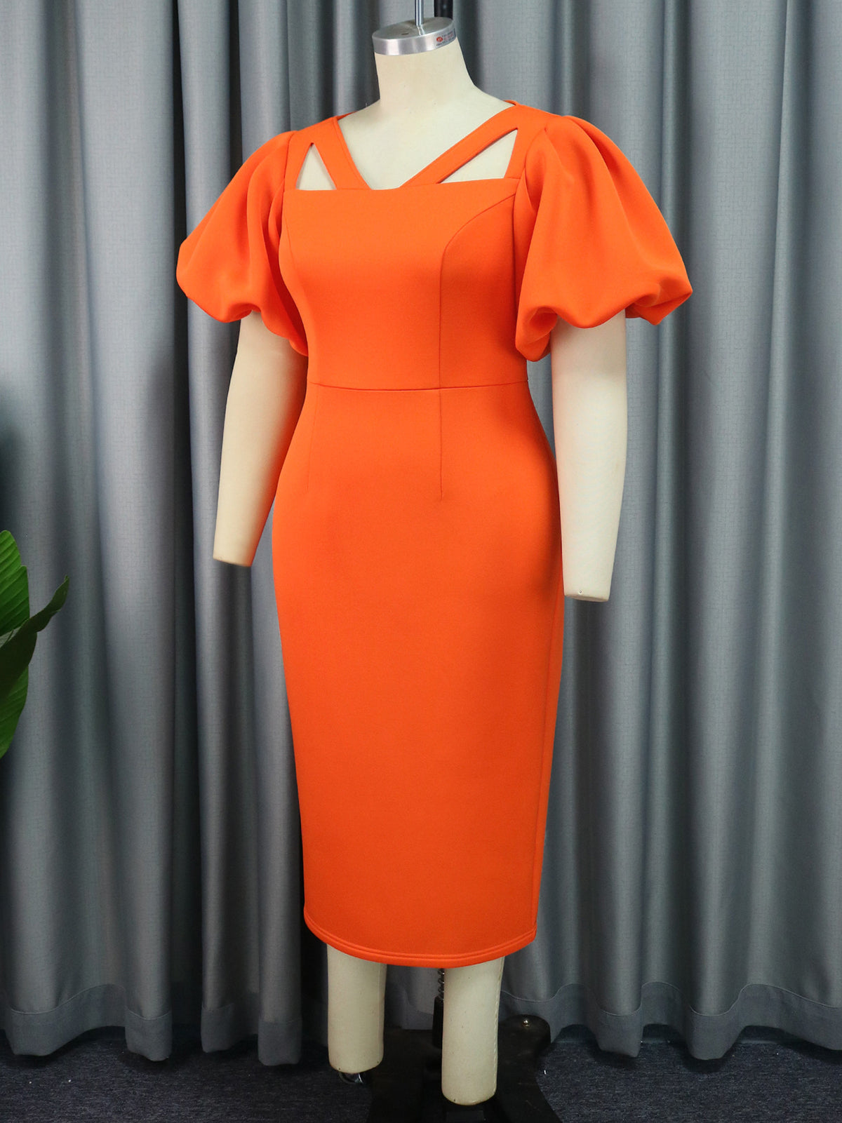 Fashion Puff Sleeve Slim Dress