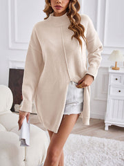 Fashion Knit Slit Pullover Sweater