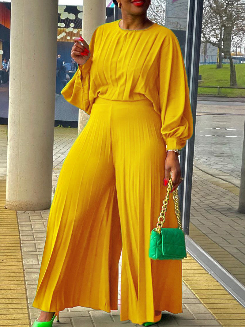 Casual Shirt Wide leg Pants Suit