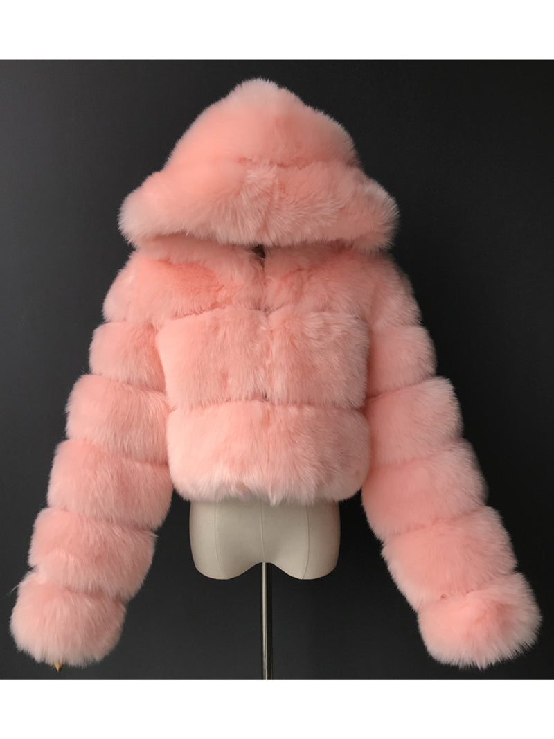 Fur & Faux Hooded Jacket Winter Luxury Coat (S~7XL)