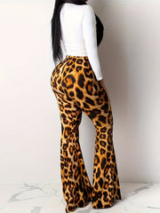 Panther Print Shirt Flared Pants Set