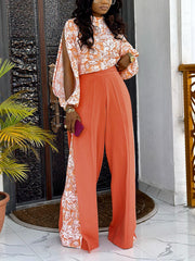 Print Top Wide leg Pants Casual Suit