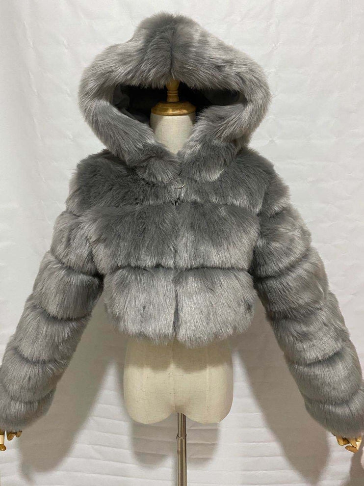 Fur & Faux Hooded Jacket Winter Luxury Coat (S~7XL)