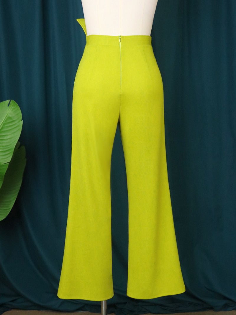 Asymmetry High Waist Flared Trousers