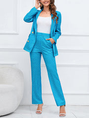 Houndstooth Suit Jacket Trousers Set