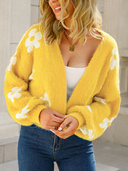 Long Sleeve Flower Knit Sweater