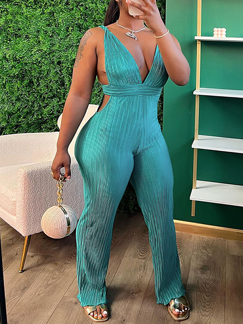 Deep V Bandage Backless Jumpsuit