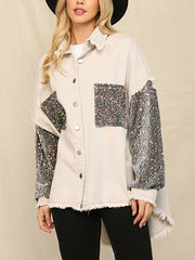 Fashion Sequin Patchwork Denim Jacket