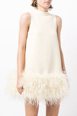 Fashion Sleeveless Feather Patchwork Dress