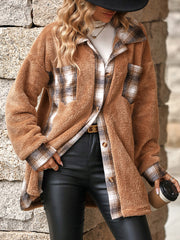 Single-breasted Plaid Jacket Coat