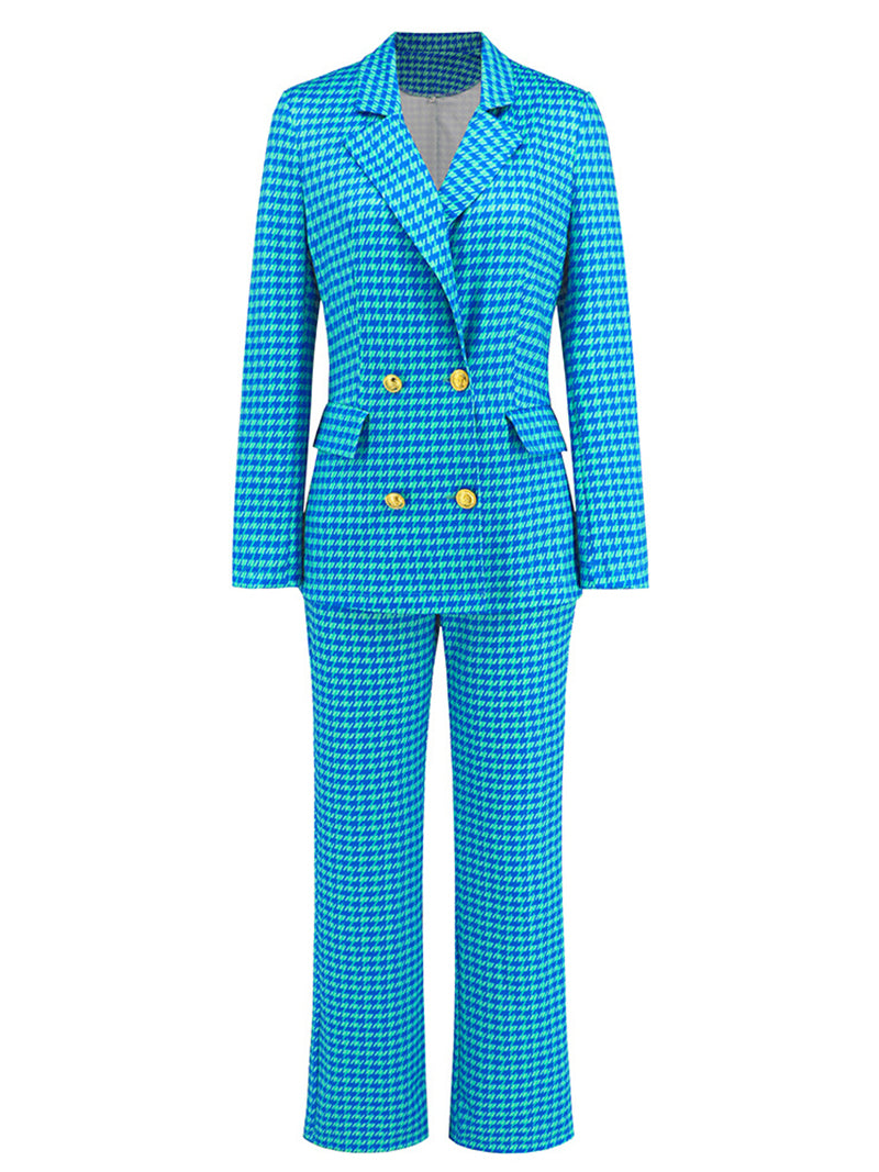 Houndstooth Suit Jacket Trousers Set