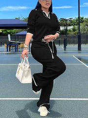 Casual Knit Wide-leg Pants Suit