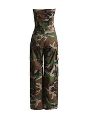 Sexy Camo Strapless Slim Jumpsuit