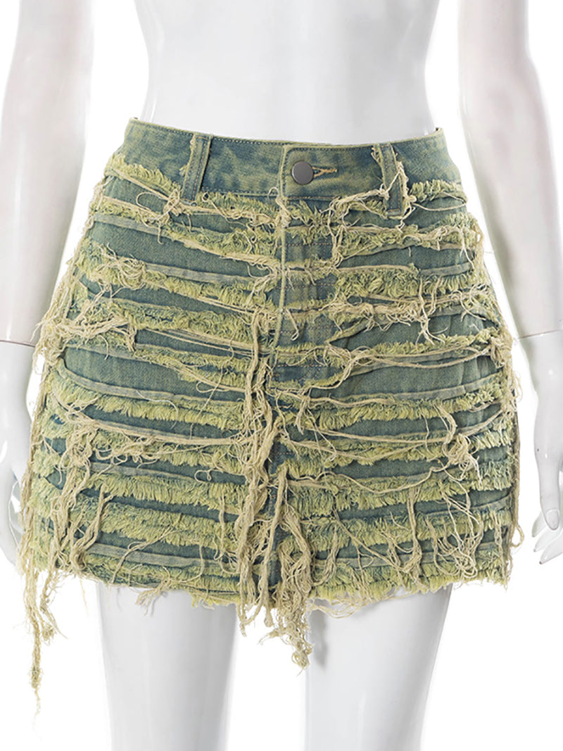 Fashion Tassels Denim Skirt