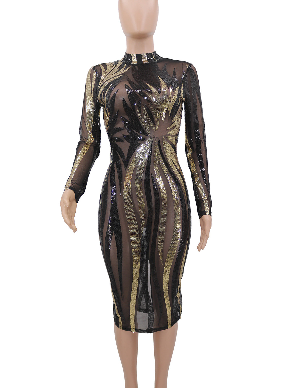 Sequin See through Bodycon Dress