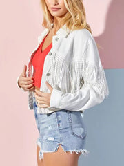 Fashion Tassels Short Denim Jacket Coat