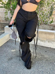 Drawstring Ripped Cargo Pants