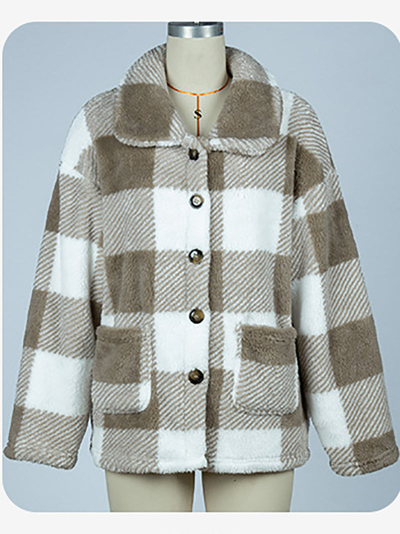 Plaid Double-faced Pile Jacket Coat