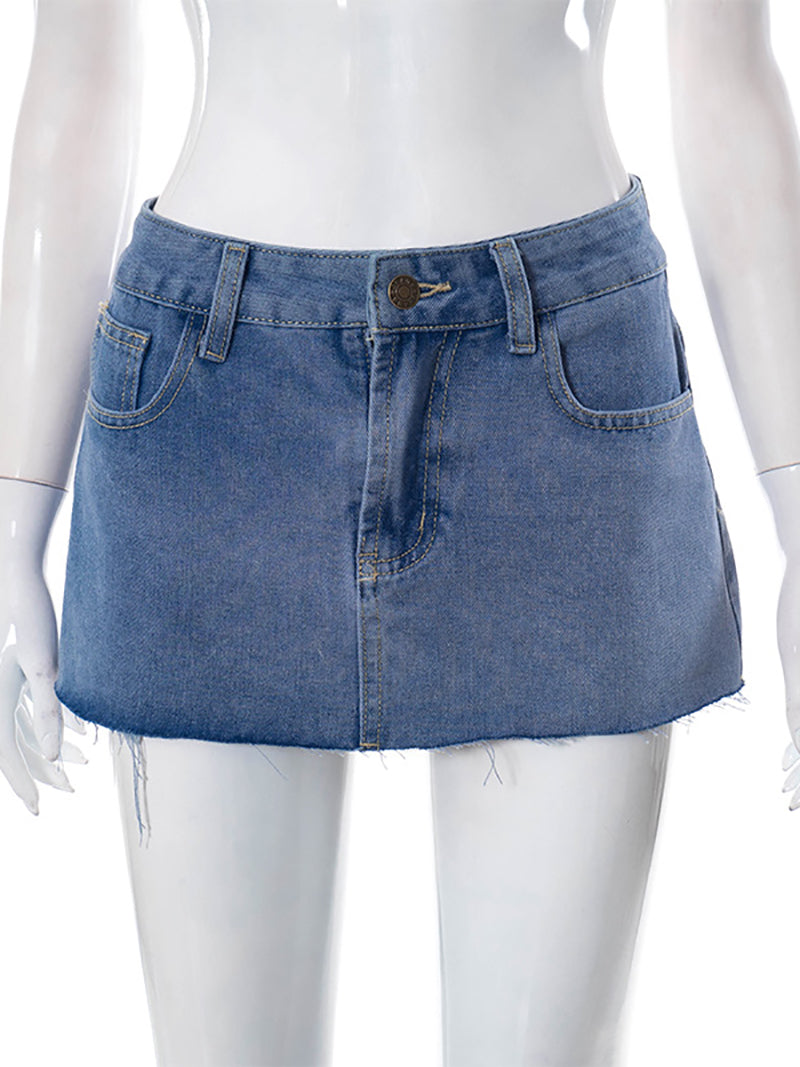 Casual Denim Short Skirt