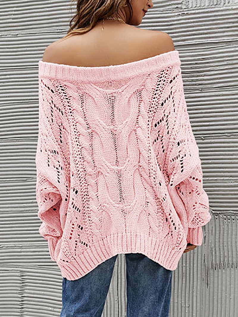 Off Shoulder Loose Knit Pullover Sweater