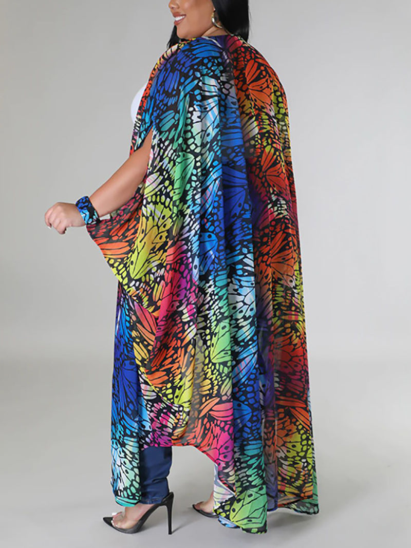 Fashion Print Chiffon Cardigan