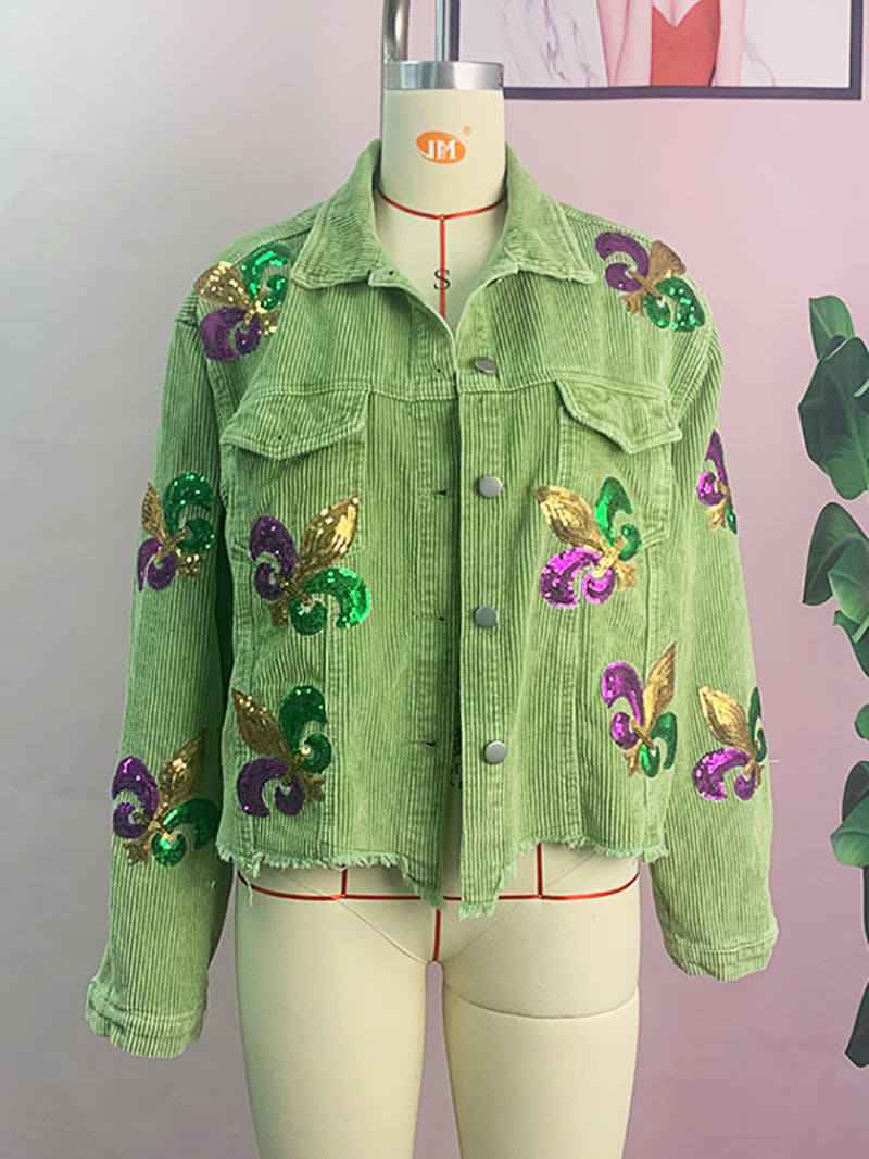 Corduroy Sequin Jacket Coat