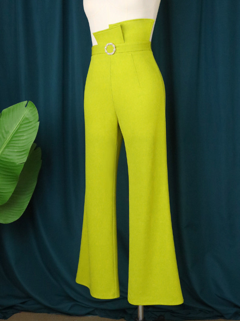 Asymmetry High Waist Flared Trousers