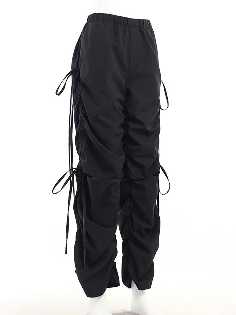 Drawstring Ripped Cargo Pants